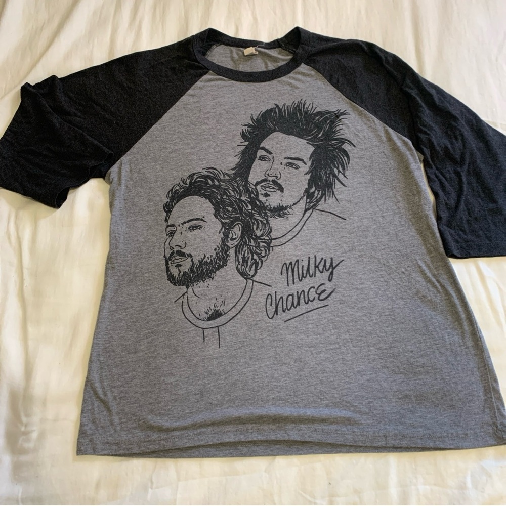 Milky Chance Band Canvas Black and Gray Graphic Raglan Tee